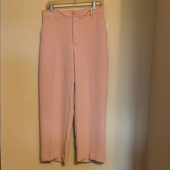 GAP Soft Pink loose fit leg polyester dress pants elastic in back size 10 NWT - Picture 1 of 8